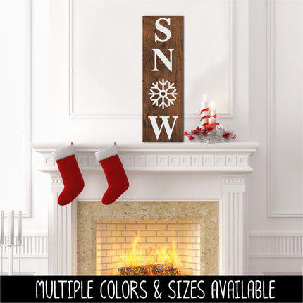 Vertical SNOW with Snowflake Vinyl Decal/Sticker