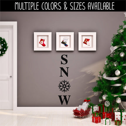 Vertical SNOW with Snowflake Vinyl Decal/Sticker