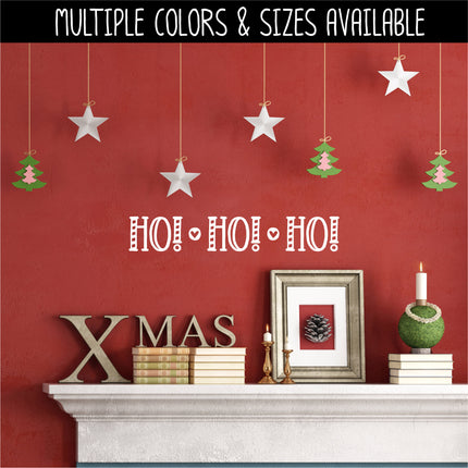 Striped Ho Ho Ho Christmas Heart Vinyl Decal/Sticker