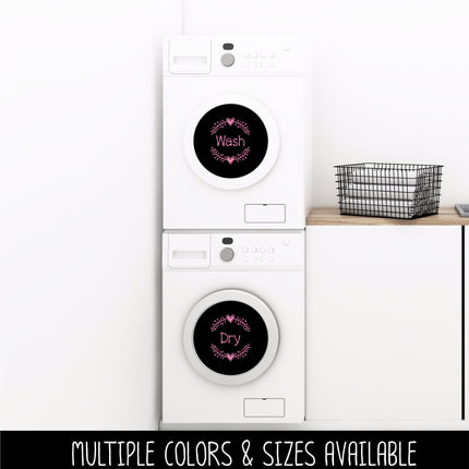 Floral Heart Wash Dry Wreath Vinyl Decal/Sticker Set