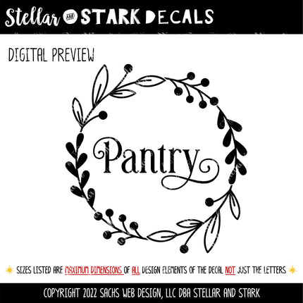 Ornamental Kitchen Pantry Vinyl Decal/Sticker