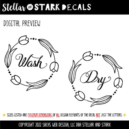 Tulip Wash Dry Wreath Vinyl Decal/Sticker Set