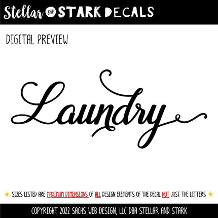 Antique Script Laundry Vinyl Decal/Sticker