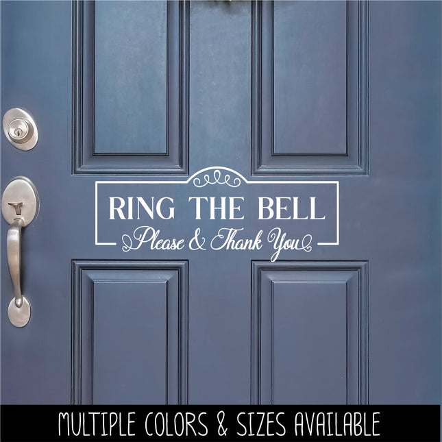 Antique Script Ring the Bell Please & Thank You Vinyl Decal/Sticker