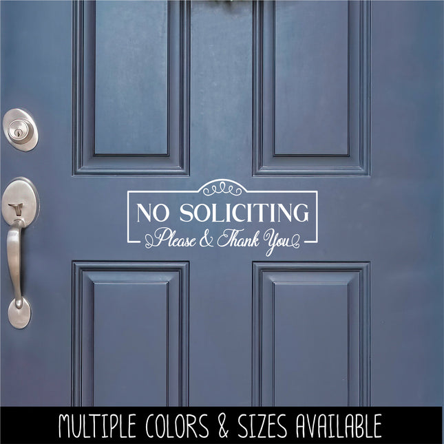 Antique Script No Soliciting Please & Thank You Vinyl Decal/Sticker