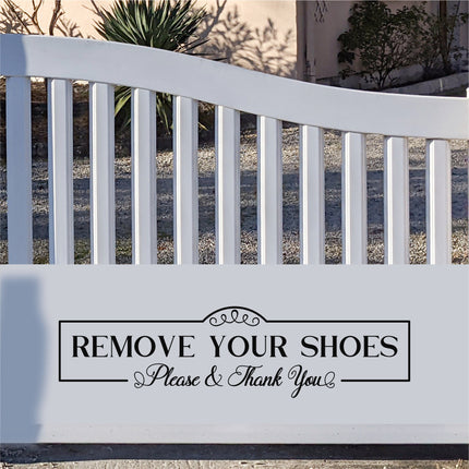 Antique Script Remove Your Shoes Please & Thank You Vinyl Decal/Sticker