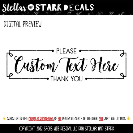 CUSTOM Framed Please & Thank You Vinyl Decal/Sticker