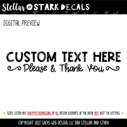 CUSTOM Cute Please & Thank You Custom Text Here Vinyl Decal/Sticker
