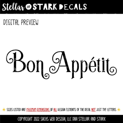 Ornamental Bon Appetit Vinyl Decal/Sticker