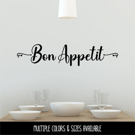 Bon Appetit Cursive Hearts Vinyl Decal/Sticker