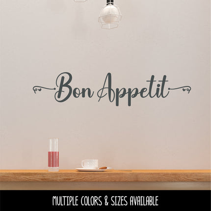 Bon Appetit Cursive Hearts Vinyl Decal/Sticker