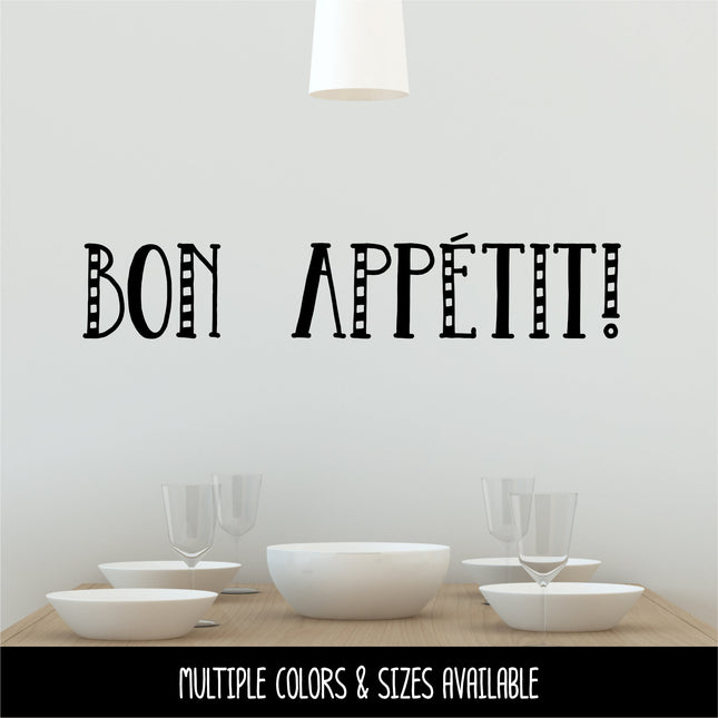 Cute Striped Bon Appetit Vinyl Decal/Sticker