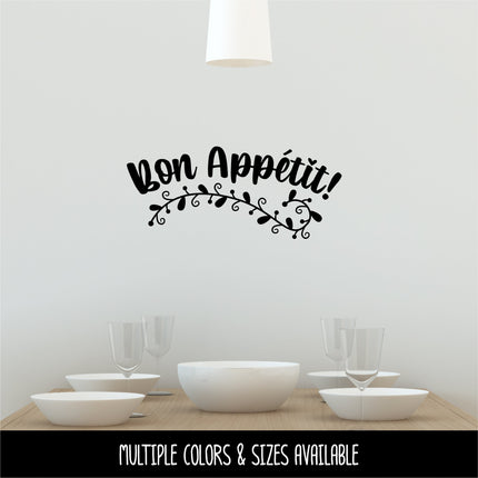 Curved Bon Appetit Leaves Vinyl Decal/Sticker