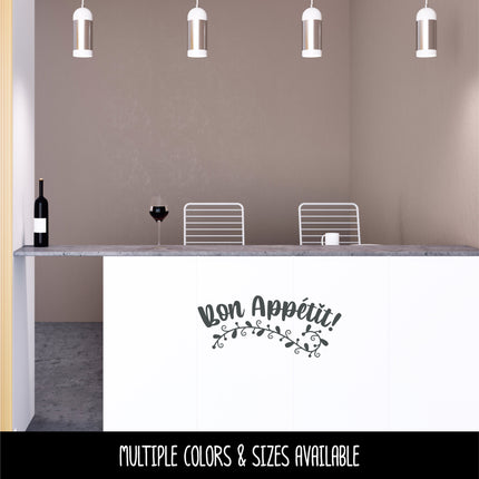 Curved Bon Appetit Leaves Vinyl Decal/Sticker