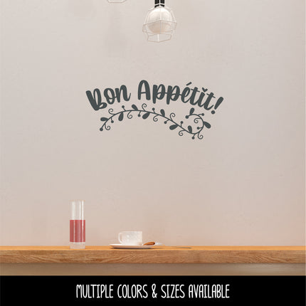 Curved Bon Appetit Leaves Vinyl Decal/Sticker