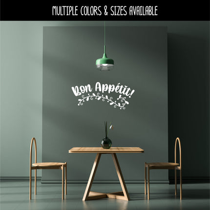 Curved Bon Appetit Leaves Vinyl Decal/Sticker