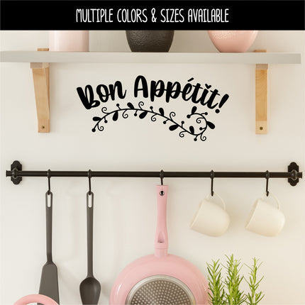 Curved Bon Appetit Leaves Vinyl Decal/Sticker