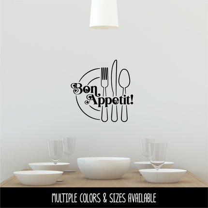 Bon Appetit Plate Silverware Vinyl Decal/Sticker