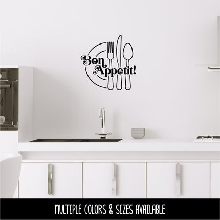Bon Appetit Plate Silverware Vinyl Decal/Sticker
