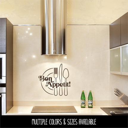 Bon Appetit Plate Silverware Vinyl Decal/Sticker