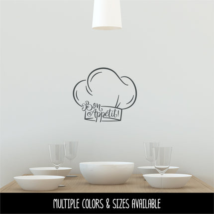 Cursive Bon Appetit Chef Hat Vinyl Decal/Sticker