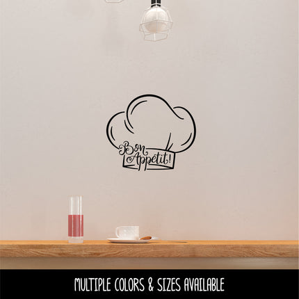 Cursive Bon Appetit Chef Hat Vinyl Decal/Sticker