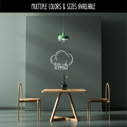 Cursive Bon Appetit Chef Hat Vinyl Decal/Sticker