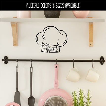 Cursive Bon Appetit Chef Hat Vinyl Decal/Sticker