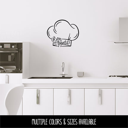 Cursive Bon Appetit Chef Hat Vinyl Decal/Sticker