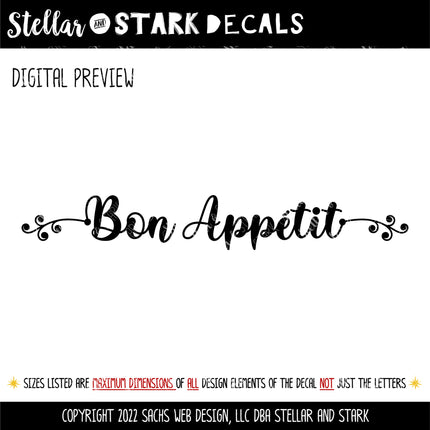 Scroll Vine Bon Appetit Vinyl Decal/Sticker
