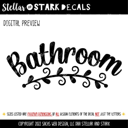 Bathroom Leaves & Swirls Vinyl Decal/Sticker