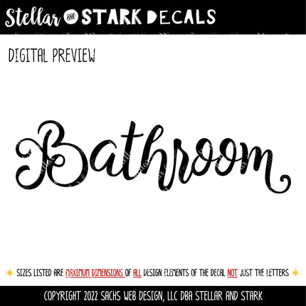 Cute Cursive Bathroom Vinyl Decal/Sticker