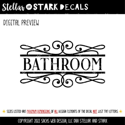 Scroll Frame Bathroom Vinyl Decal/Sticker