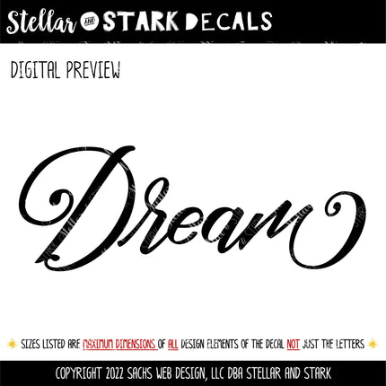 Cursive Dream Vinyl Decal/Sticker