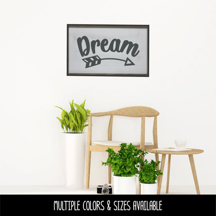 Curved Dream with arrow Vinyl Decal/Sticker
