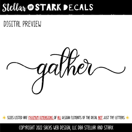 Cursive Gather with Tails Vinyl Decal/Sticker