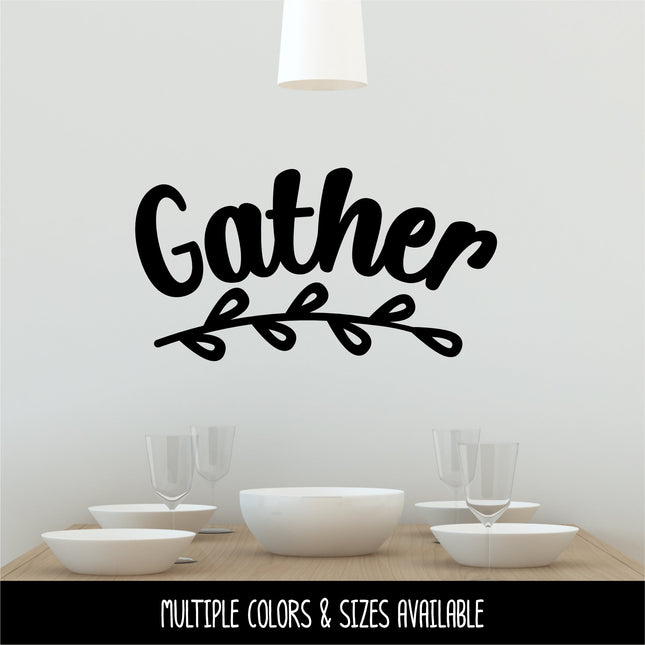 Curved Gather with Leaves Vinyl Decal/Sticker