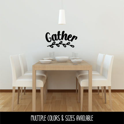 Curved Gather with Leaves Vinyl Decal/Sticker