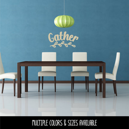 Curved Gather with Leaves Vinyl Decal/Sticker