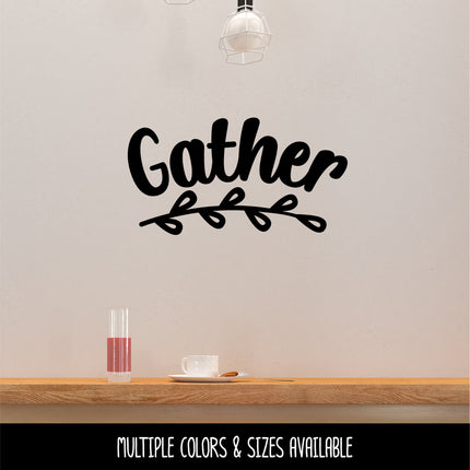 Curved Gather with Leaves Vinyl Decal/Sticker
