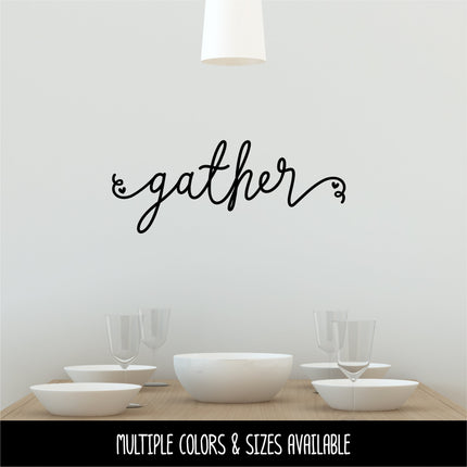 Cursive Gather with Hearts Vinyl Decal/Sticker