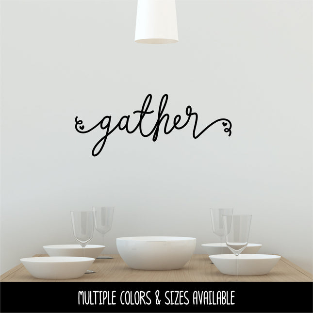 Cursive Gather with Hearts Vinyl Decal/Sticker