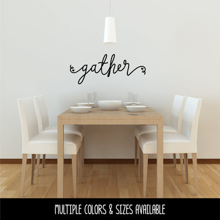 Cursive Gather with Hearts Vinyl Decal/Sticker