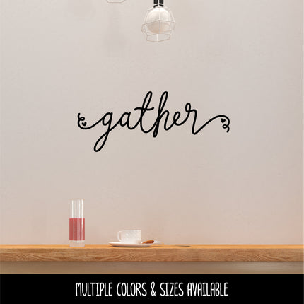 Cursive Gather with Hearts Vinyl Decal/Sticker