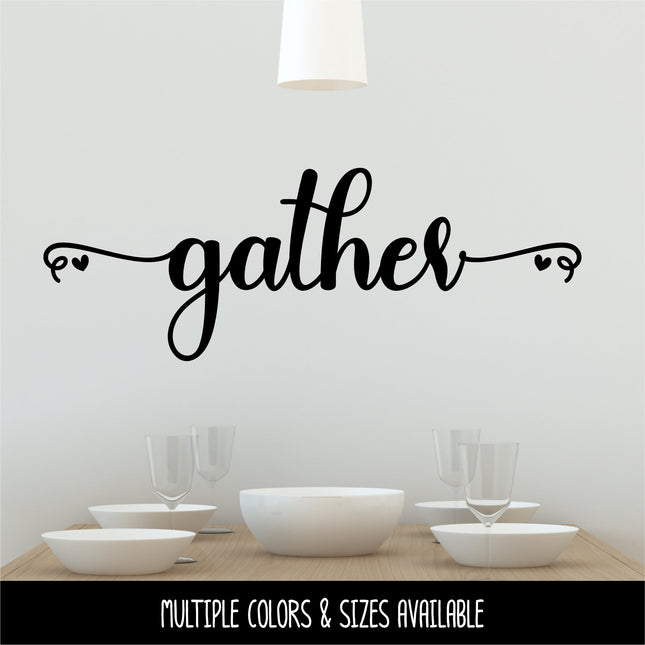 Script Gather and Hearts Vinyl Decal/Sticker