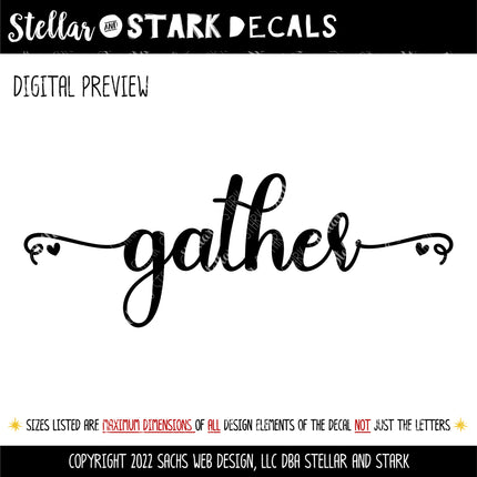 Script Gather and Hearts Vinyl Decal/Sticker