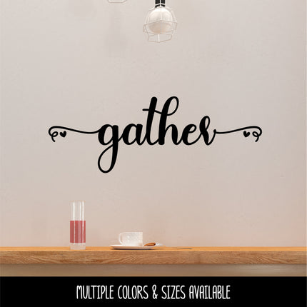 Script Gather and Hearts Vinyl Decal/Sticker