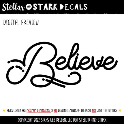 Believe with Dots & Dashes Vinyl Decal/Sticker