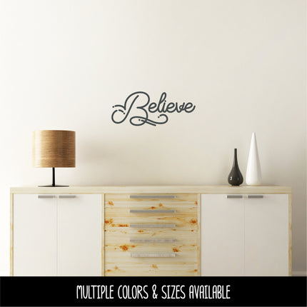 Believe with Dots & Dashes Vinyl Decal/Sticker