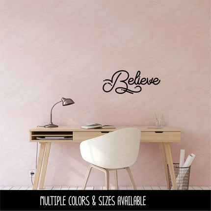 Believe with Dots & Dashes Vinyl Decal/Sticker
